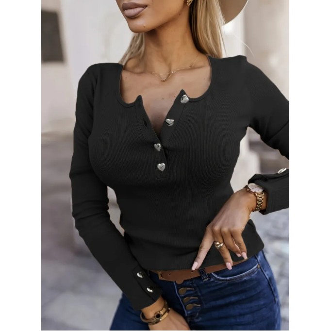 Heart-shaped Button Front T-Shirt