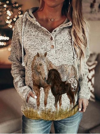 Highland Cow Plaid Print Hooded Sweatshirt