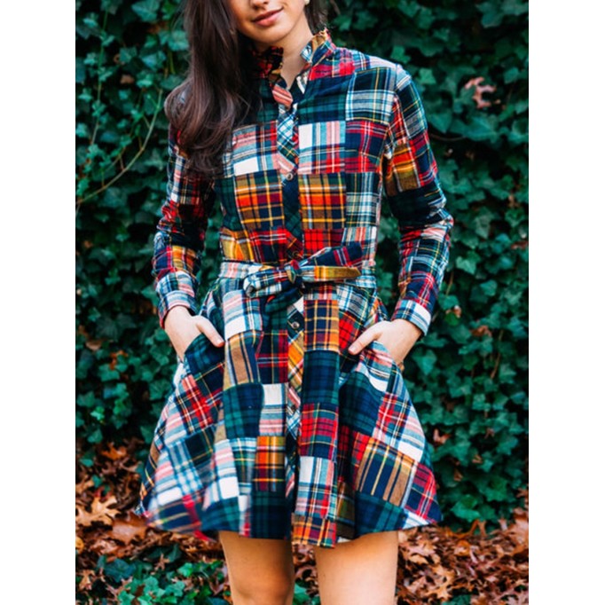 Holiday Patchwork Flannel Dress