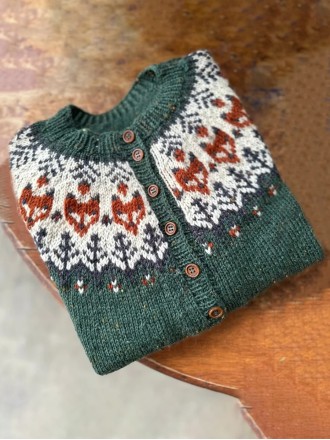 Icelandic Fox Ethnic Print Long Sleeve Knitted Cardigan