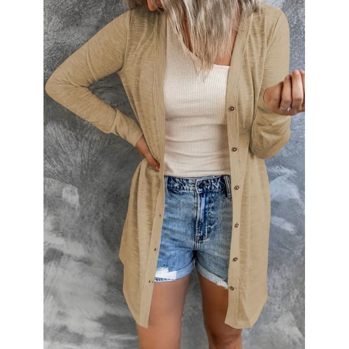 Khaki knit cardigan coat