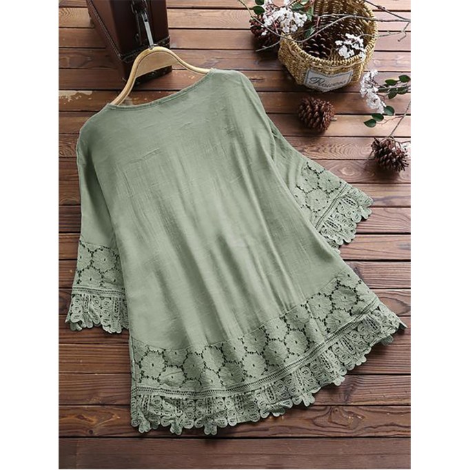 Lace elegant V-neck loose top