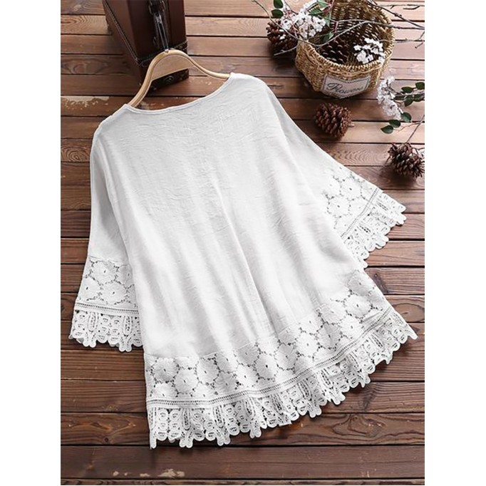 Lace elegant V-neck loose top