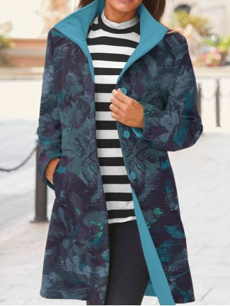 Ladies' printed lapel tweed coat