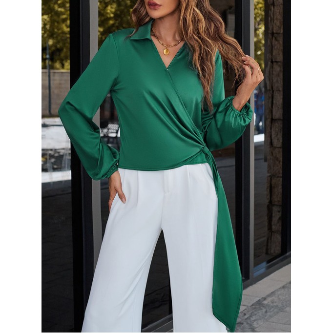 Ladies Lapel Long Sleeve Shirt