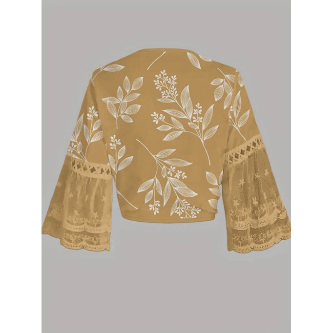 Leaf print lace cardigan