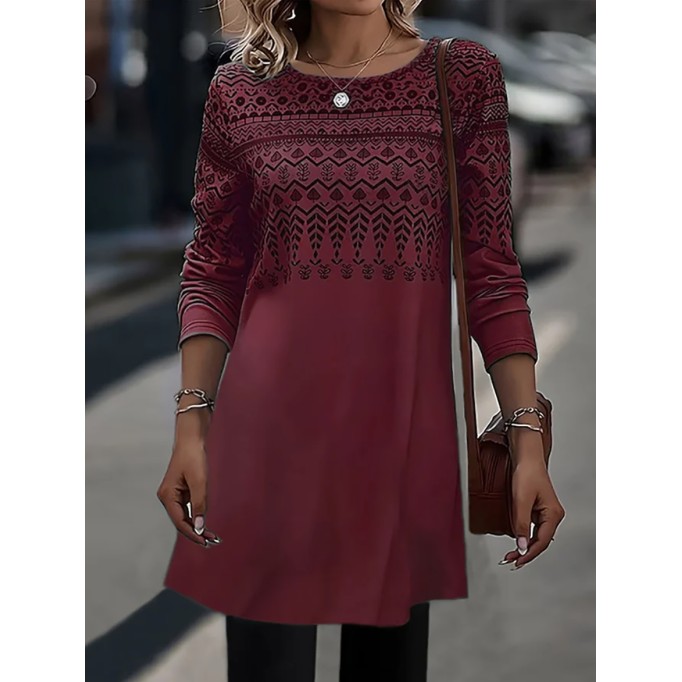 Leisure round neck ethnic dress