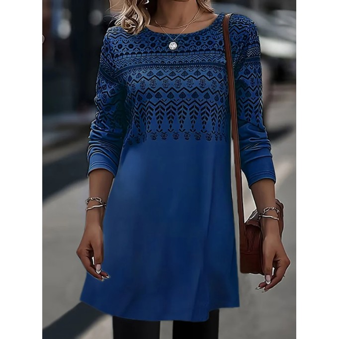 Leisure round neck ethnic dress