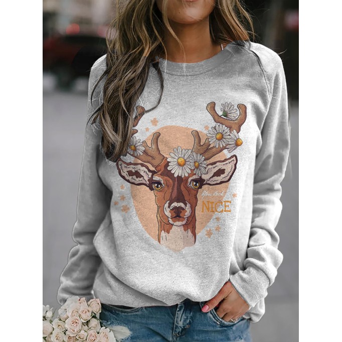 Long sleeve raglan crew neck women's sweatshirt