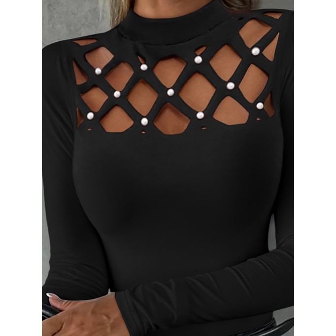 Long sleeved hollow tight top