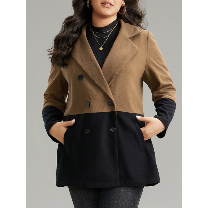 Plus-size women's elegant tweed coat