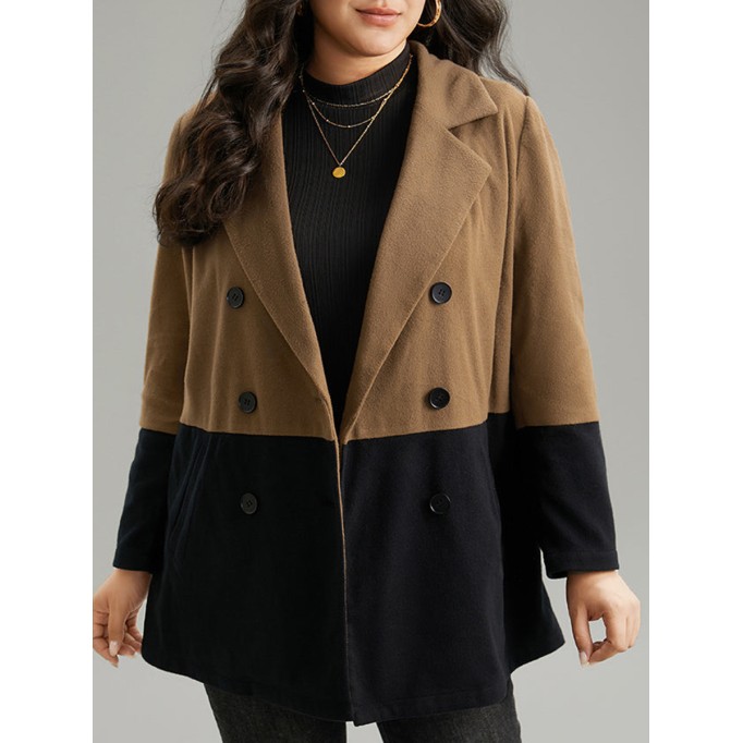 Plus-size women's elegant tweed coat