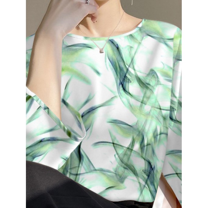 Printed satin shirt for women