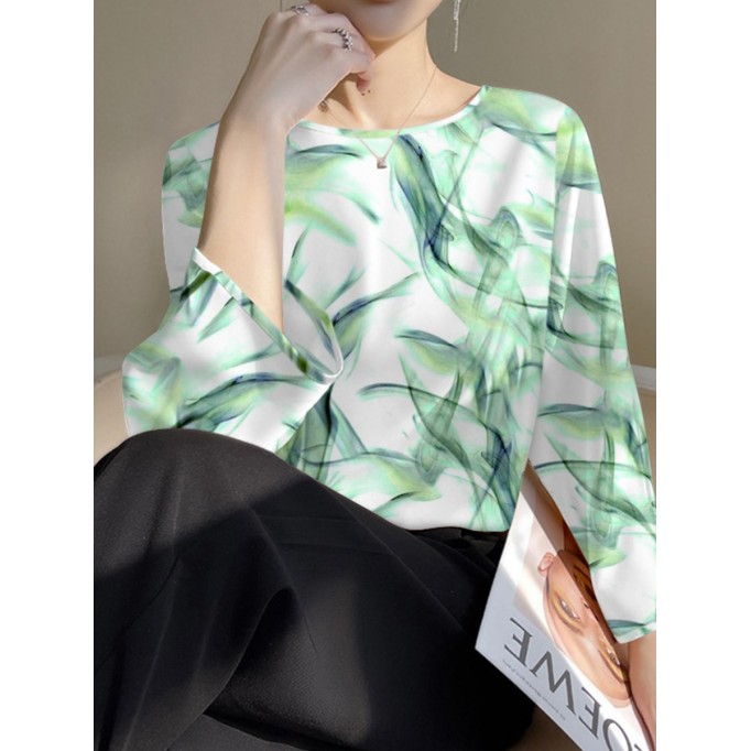 Printed satin shirt for women