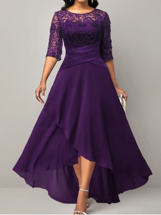 Purple lace patchwork dress dress