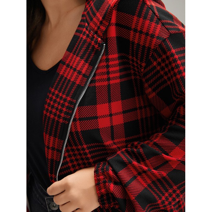 Red plaid hooded coat