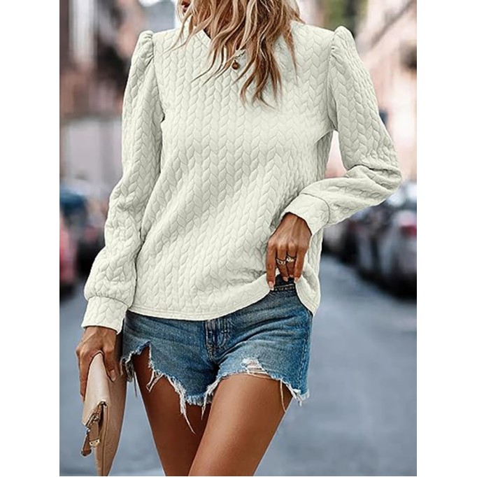 Round neck bubble long sleeve top air Fried Dough Twists sweater