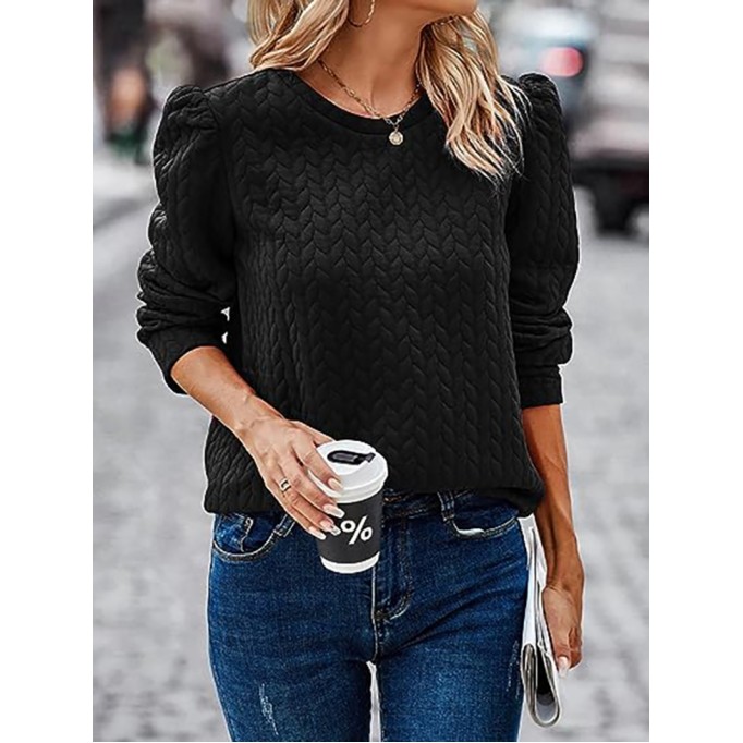 Round neck bubble long sleeve top air Fried Dough Twists sweater