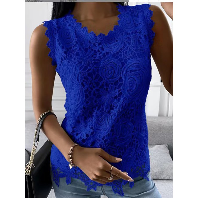 round neck lace vest top