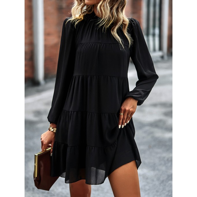 round neck long sleeve loose dress