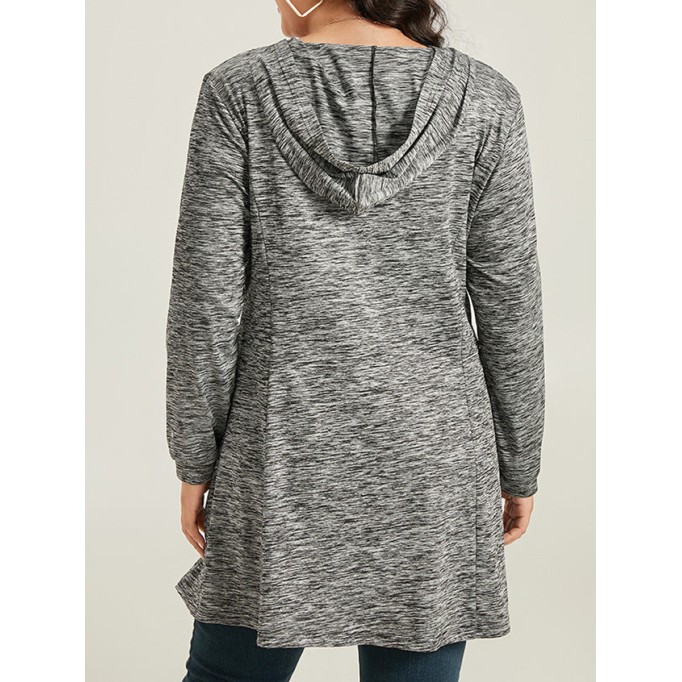 Simple hooded knit coat in gray