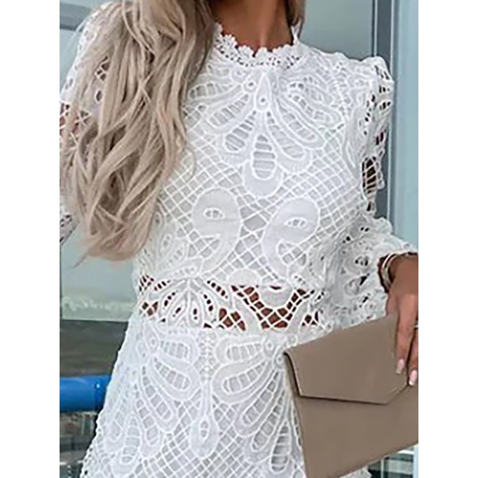 SINCERELY SWEET CROCHET LACE PETAL TRIM MINI DRESS