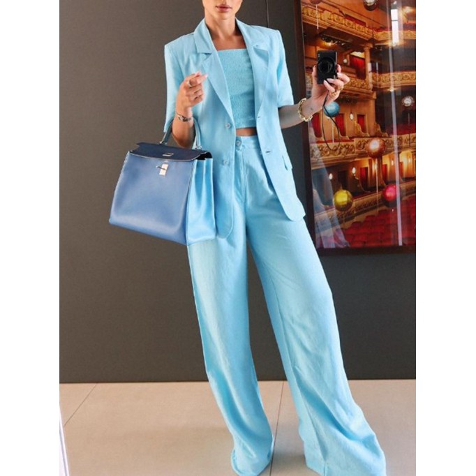 Sky blue suit jacket and trousers 2 sets