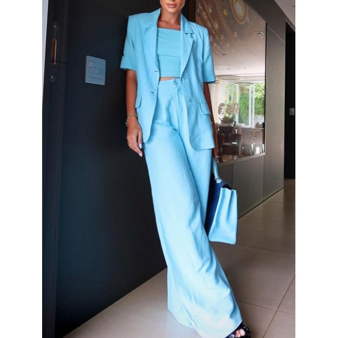 Sky blue suit jacket and trousers 2 sets