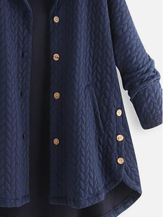 Solid Casual Top Long Sleeve Hooded Coat