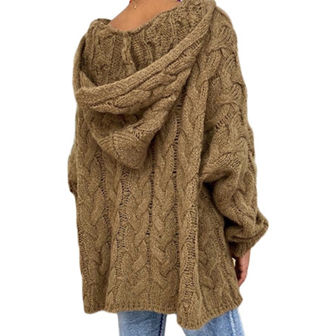 Solid color Fried Dough Twists knitting hoodie sweater