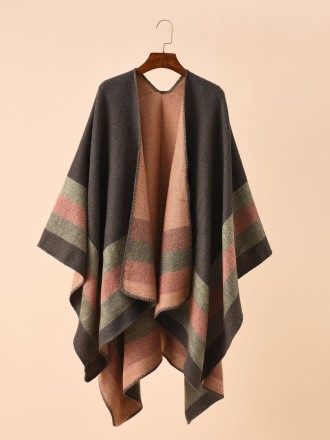 Striped Color Block Floral Color Block Shawl