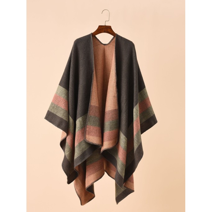 Striped Color Block Floral Color Block Shawl