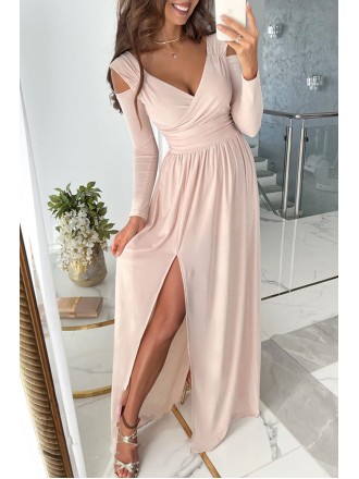 Sweet Elegant Solid Patchwork Fold V Neck Straight Dresses