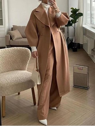 Vintage Palace Style Lantern Sleeve Woolen Coat Long Coat