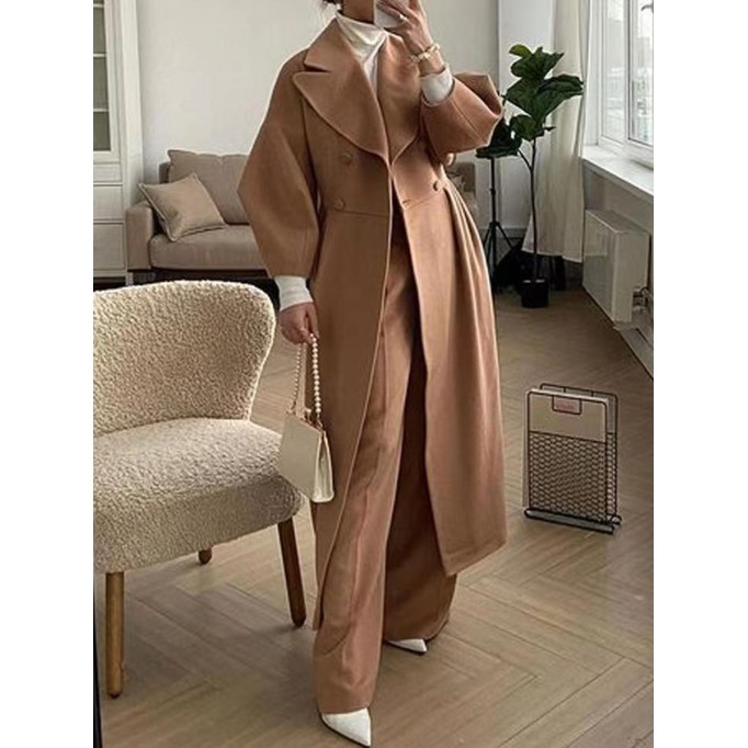 Vintage Palace Style Lantern Sleeve Woolen Coat Long Coat