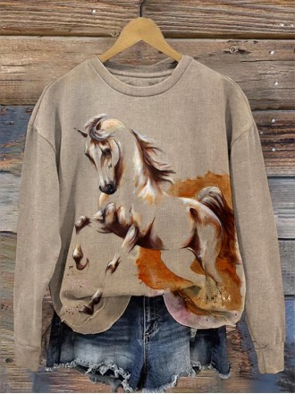 Vintage Western Horse Print Sweatshirt