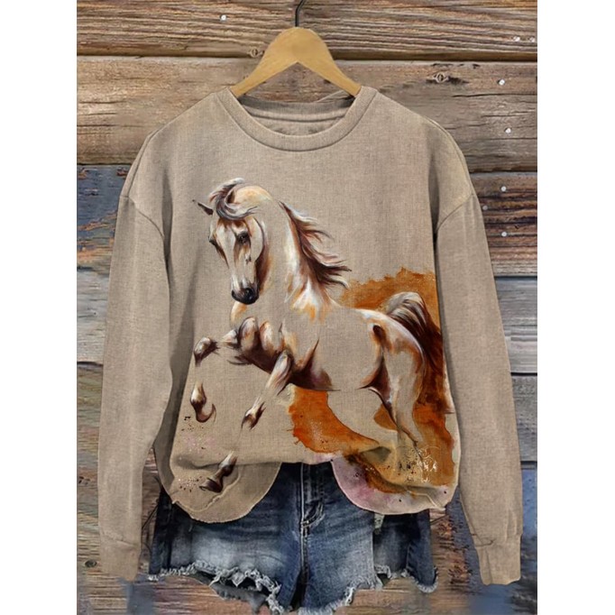 Vintage Western Horse Print Sweatshirt