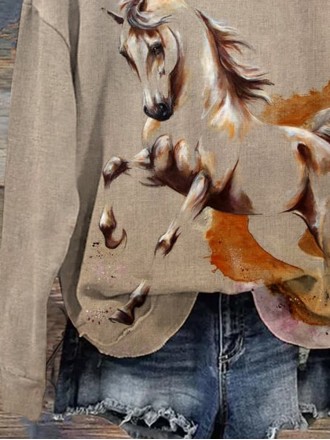 Vintage Western Horse Print Sweatshirt