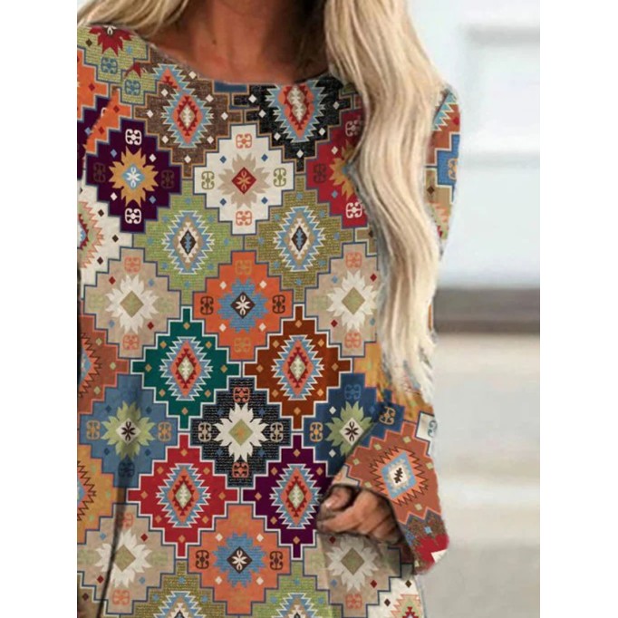 Western Ethnic Geometric Pattern T-shirt