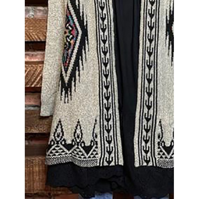 Western Geometric Print Vintage Duster Kimono