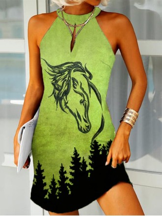 Western Horse Cutout Vintage Dress