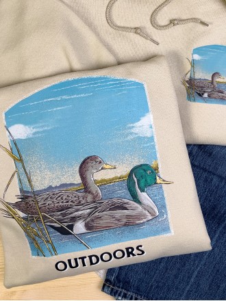 Western outdoor duck print hoodie