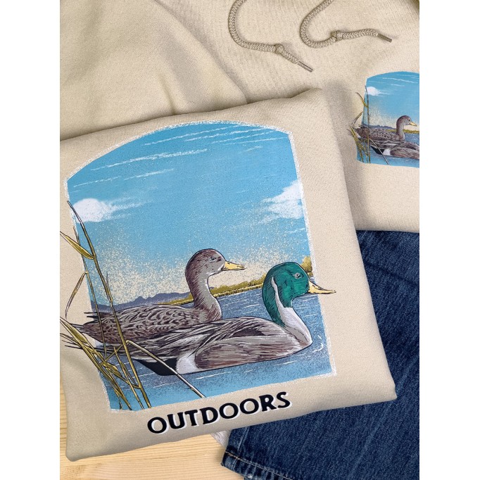 Western outdoor duck print hoodie