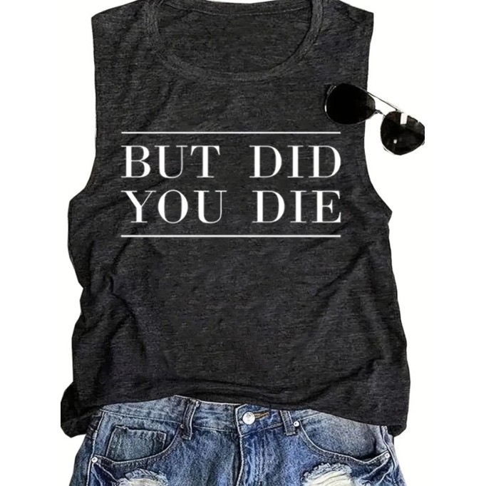 Women on the simple sleeveless slogan vest