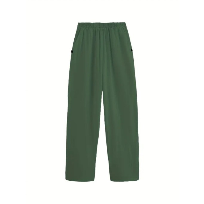 Women's army green cotton and linen pants