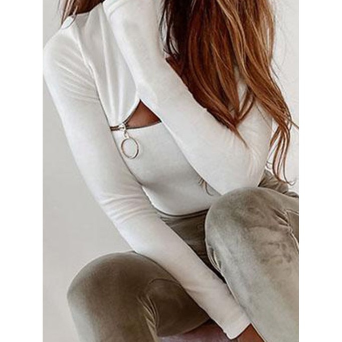 Women's Casual Elegant Stretch Zip Top