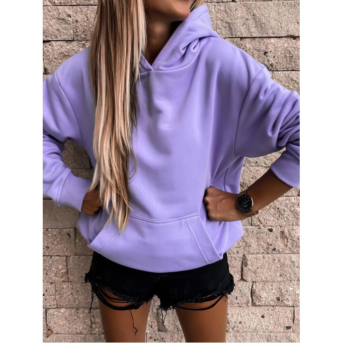 Women's casual solid color hooded sweater