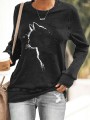 Women's Cute Cat Silhouette Casual Sweatshirt