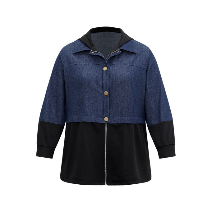 Women's denim patchwork coat