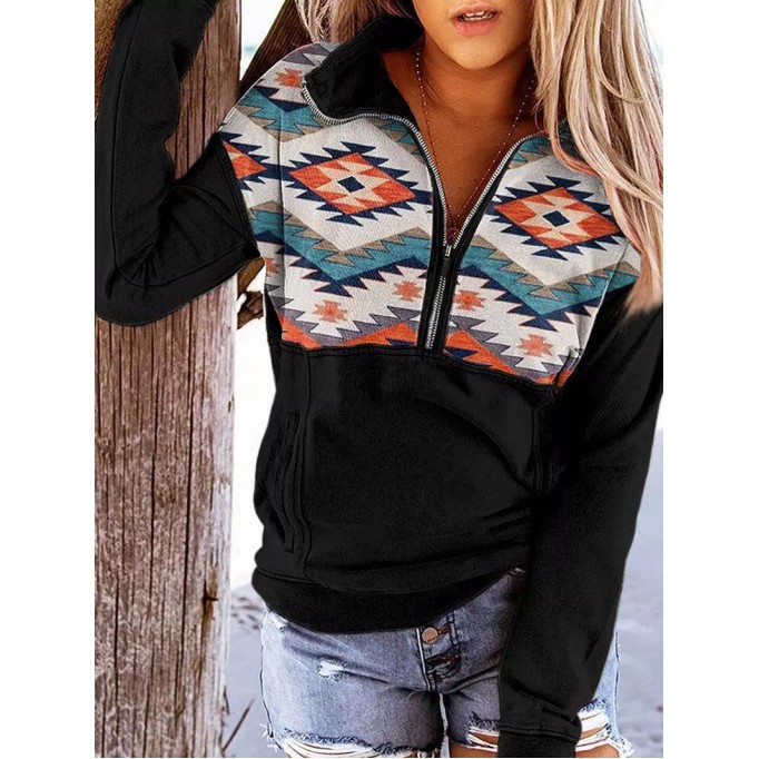 Women's Elegant Casual Ethnic Print Tops Sweatshirts